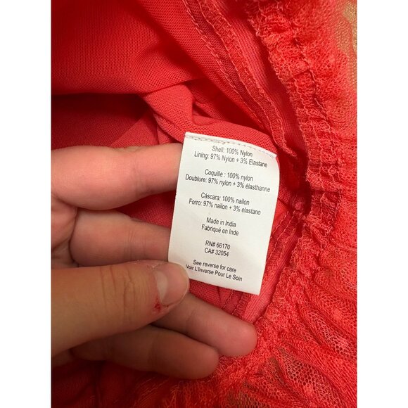 NEW Geisha Designs Anthropologie Ruffled Tulle Sheer Velvet-Trim V-Neck Blouse - Picture 12 of 16